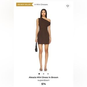 NWT Superdown Alessia One Shoulder Chocolate Dress